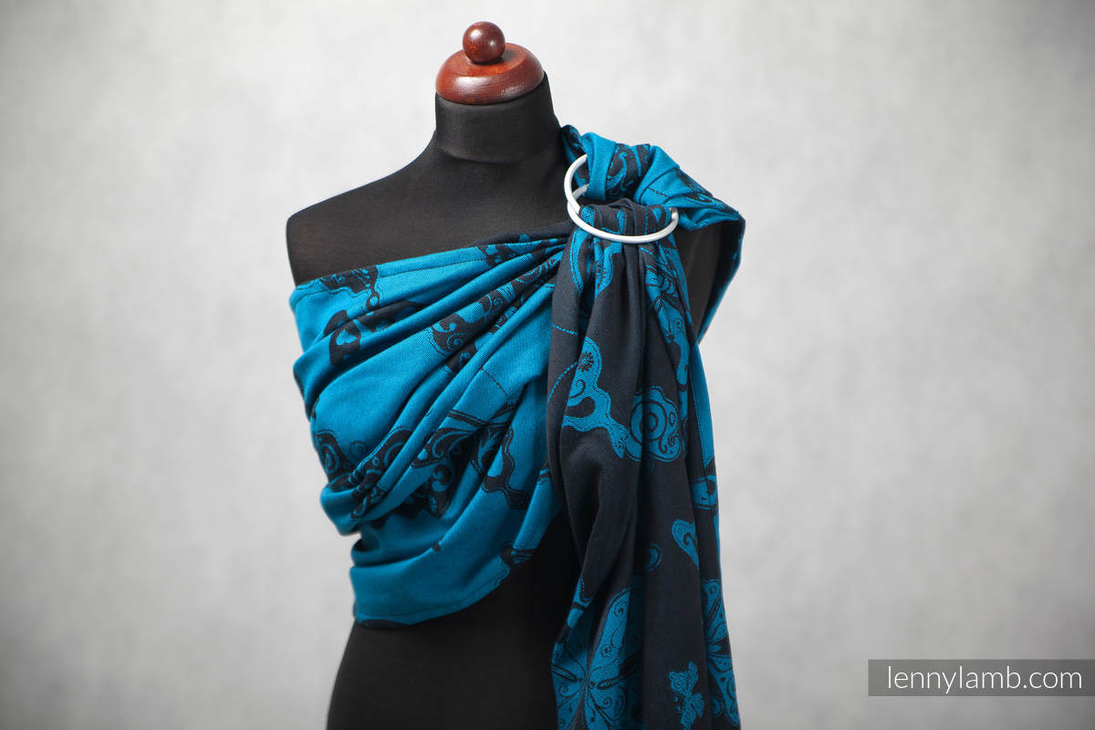 Żakardowa chusta kółkowa do noszenia dzieci, bawełna - Nocny Motyl - long 2.1m #babywearing