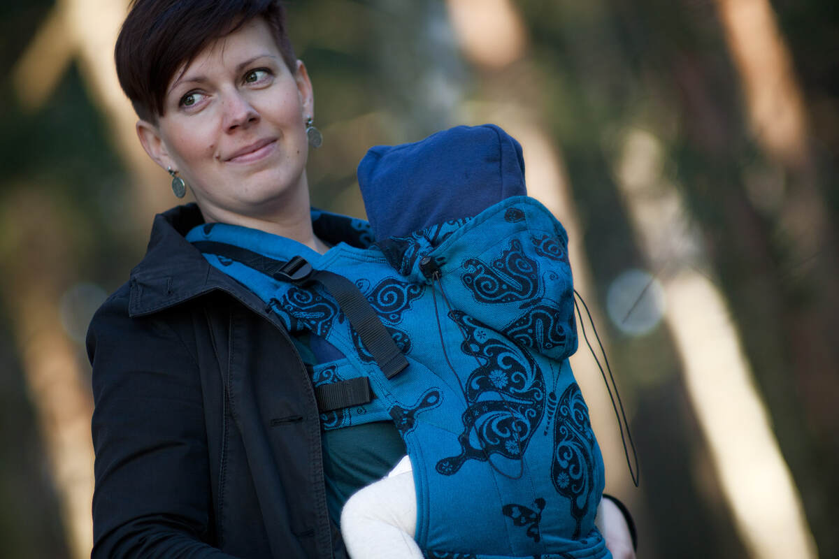 Ergonomic Carrier, Toddler Size, jacquard weave 100% cotton - NIGHT BUTTERFLY #babywearing