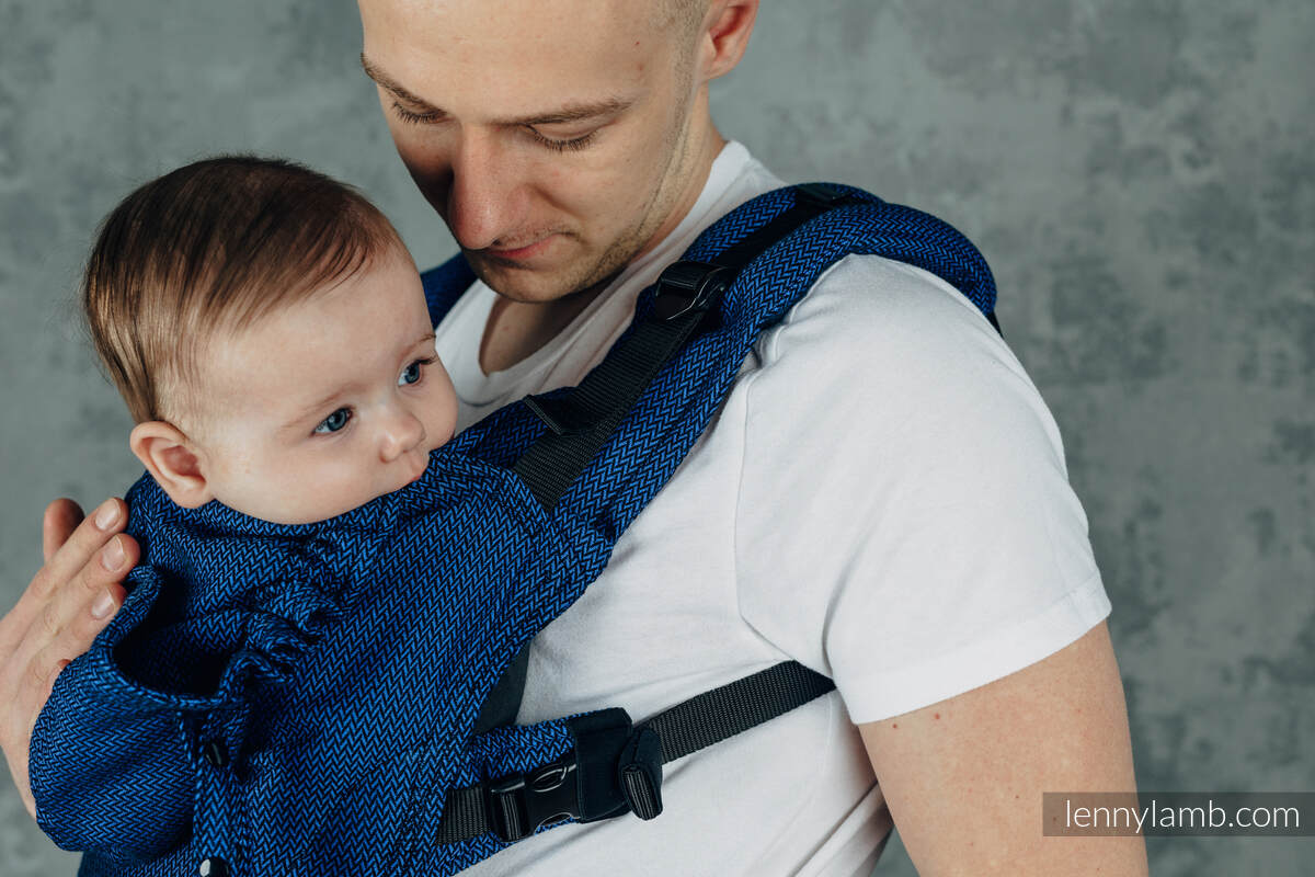 LennyGo Ergonomic Carrier, Toddler Size, herringbone weave 100% cotton - COBALT #babywearing