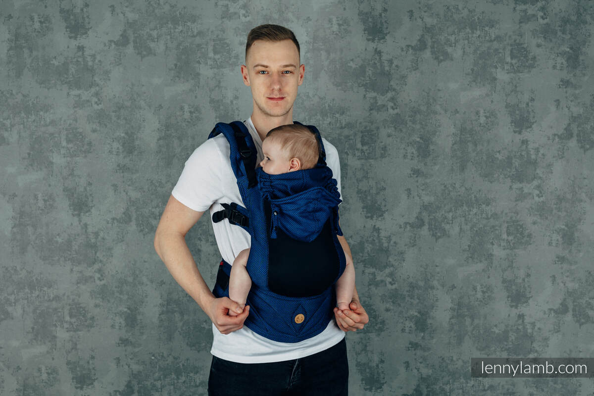 My First Baby Carrier - LennyGo with Mesh, Baby Size, herringbone weave 86% cotton, 14% polyester - COBALT #babywearing