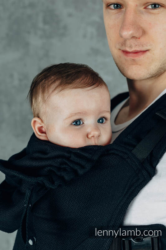 LennyGo Ergonomic Carrier,  Toddler Size, herringbone weave 100% cotton - LITTLE HERRINGBONE EBONY BLACK #babywearing