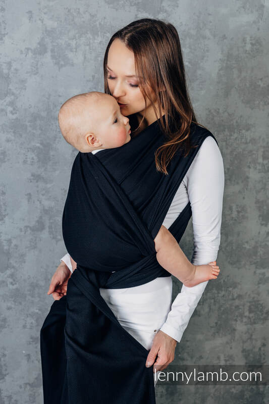Baby Sling, Herringbone Weave (100% cotton) - LITTLE HERRINGBONE EBONY BLACK - size M #babywearing