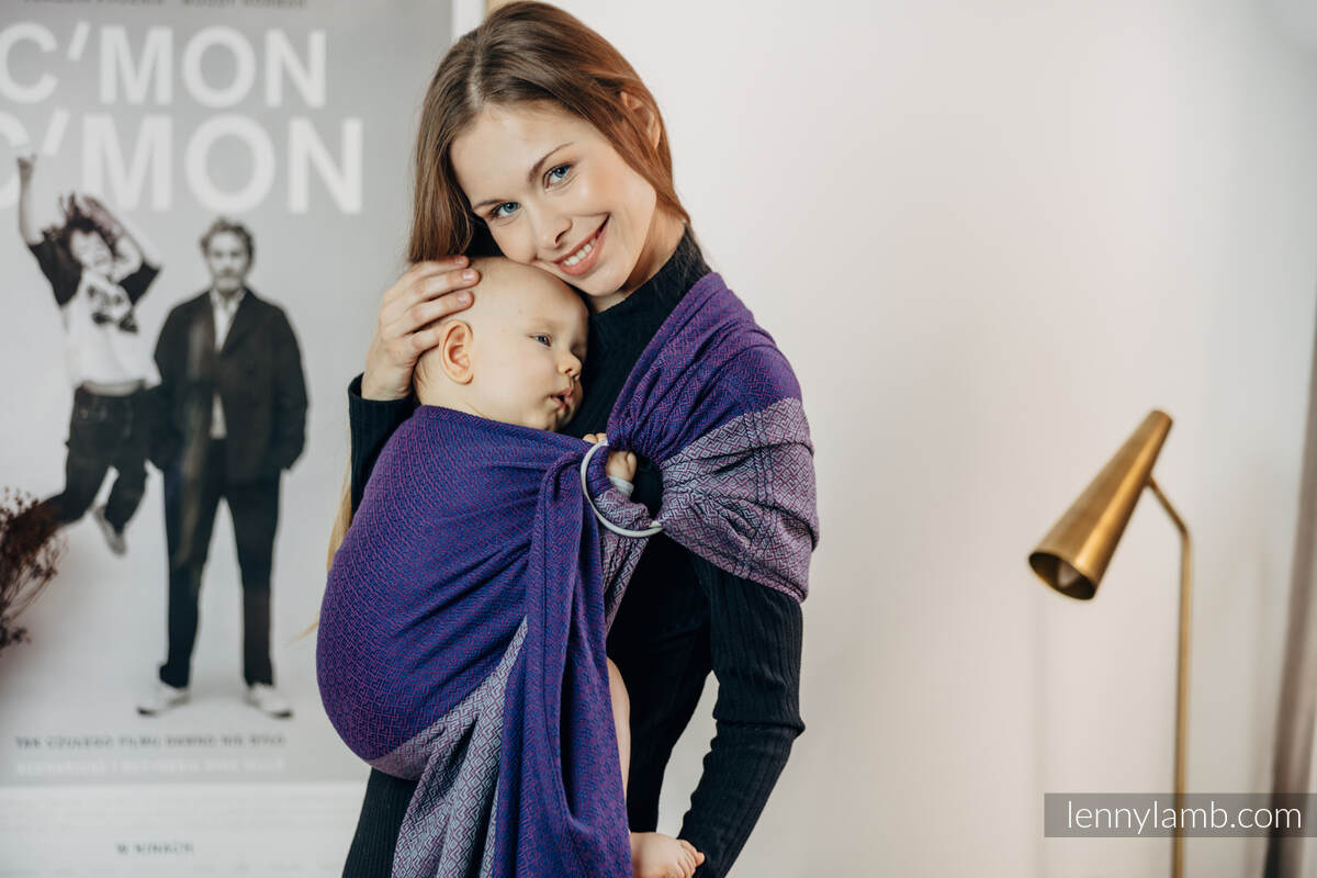 Ringsling, Jacquard Weave (100% cotton), with gathered shoulder - LITTLELOVE - PLUM DUO - standard 1.8m #babywearing