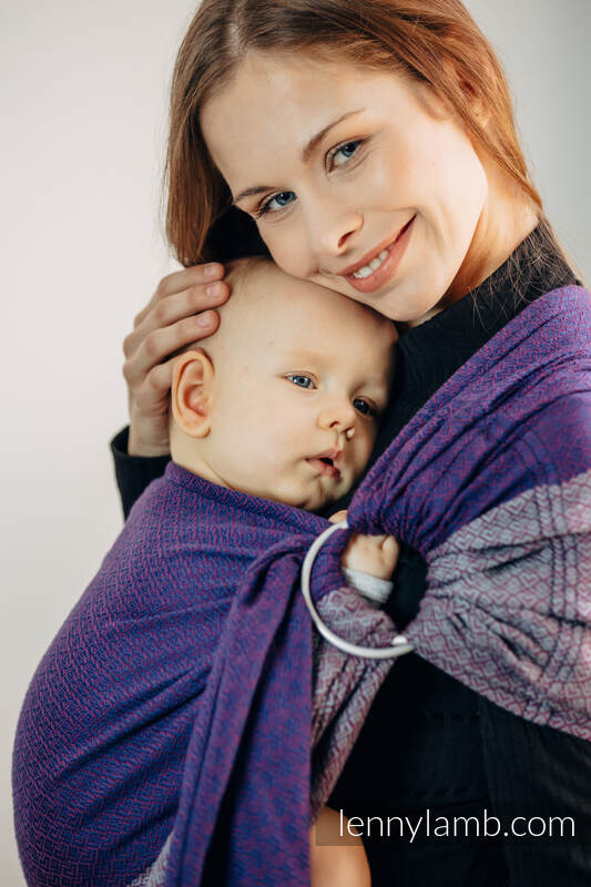 Żakardowa chusta kółkowa do noszenia dzieci, (100% bawełna), ramię bez zakładek - LITTLELOVE - PLUM DUO - standard 1.8m #babywearing