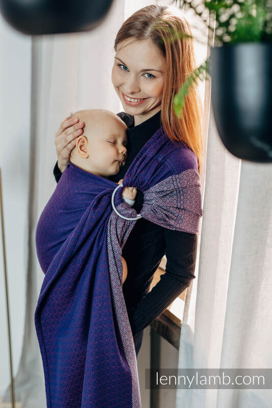 Ringsling, Jacquard Weave (100% cotton), with gathered shoulder - LITTLELOVE - PLUM DUO - standard 1.8m #babywearing