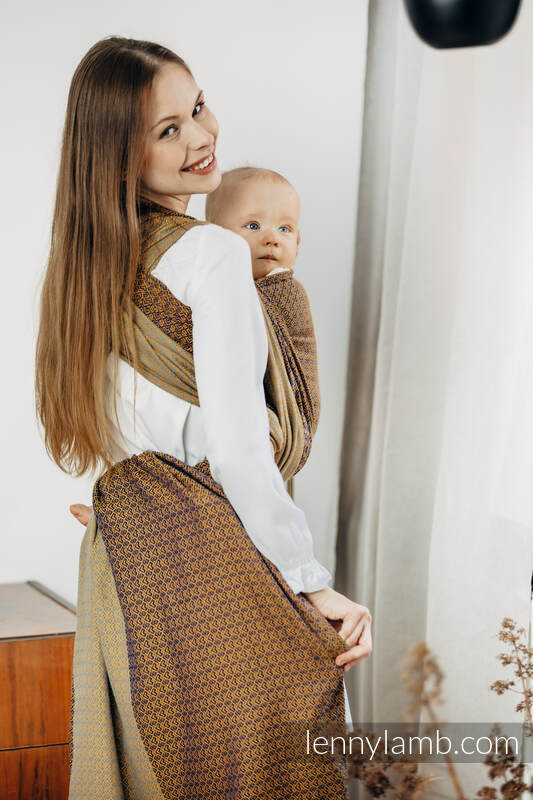 Baby Wrap, Jacquard Weave (100% cotton) - LITTLELOVE - GOLDEN DUO - size L #babywearing