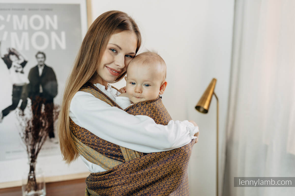 Żakardowa chusta do noszenia dzieci, bawełna - LITTLELOVE - GOLDEN DUO - rozmiar XS #babywearing