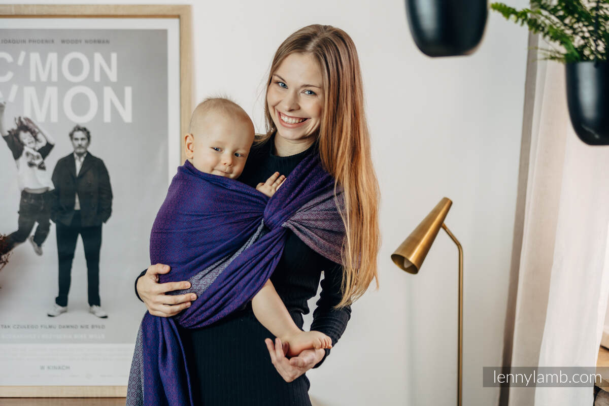 Żakardowa chusta do noszenia dzieci, bawełna - LITTLELOVE - PLUM DUO - rozmiar XS #babywearing