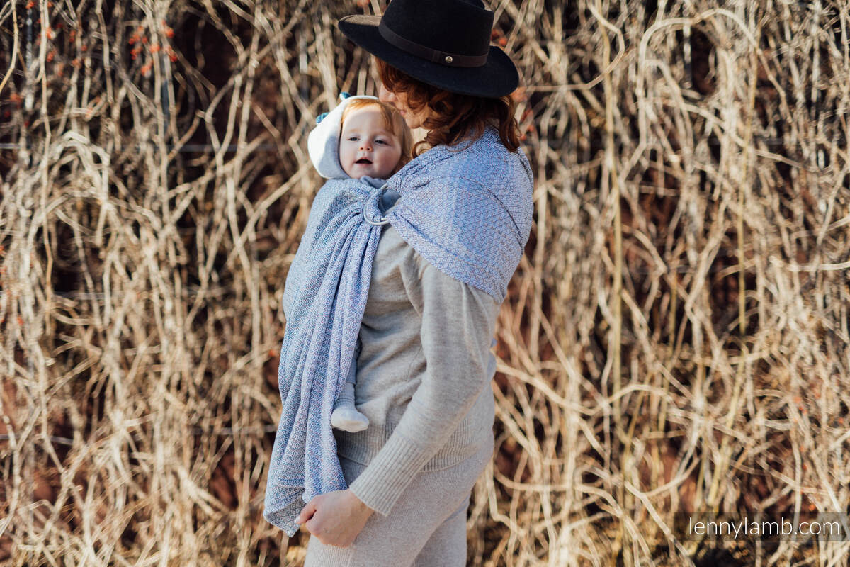Żakardowa chusta kółkowa do noszenia dzieci, 64% Bawełna 36% Jedwab, ramię bez zakładek - LITTLELOVE - DESTINY - standard 1.8m #babywearing