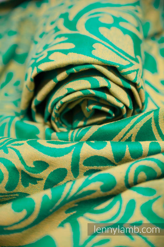 Twisted Leaves Green & Yellow, jacquard weave fabric, 100% cotton, width 140 cm, weight 280 g/m² #babywearing