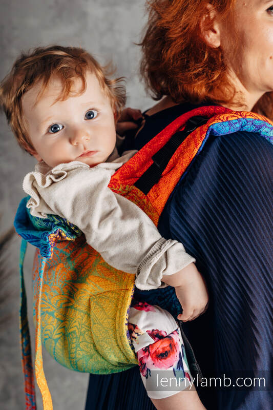 Nosidło Klamrowe ONBUHIMO z tkaniny żakardowej (100% bawełna), rozmiar Standard - TĘCZOWY WOLNY DUCH #babywearing