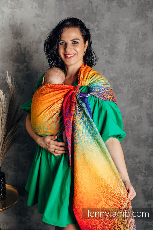 Ringsling, Jacquard Weave (100% cotton), with gathered shoulder - RAINBOW WILD SOUL - standard 1.8m #babywearing