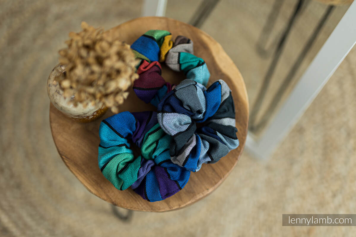 Gumki do włosów Scrunchie - zestaw 3 sztuk - KARUZELA BARW, PROMENADA, WODOSPAD #babywearing