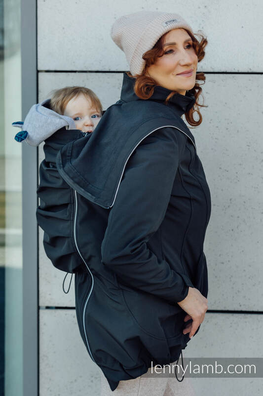 Manteau de portage - Softshell - Noir - taille S #babywearing