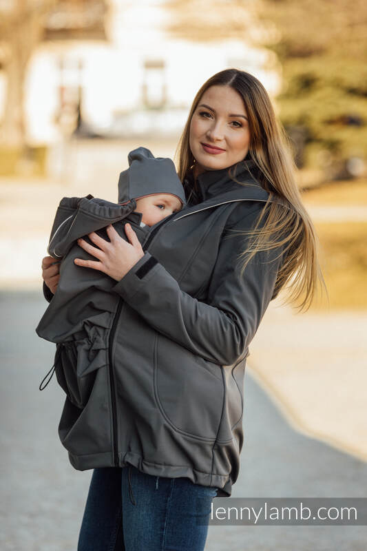 Kurtka Softshell do noszenia dzieci  - Szara - rozmiar S #babywearing