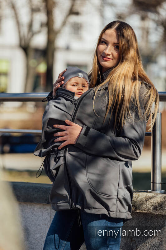 Kurtka Softshell do noszenia dzieci  - Szara - rozmiar S #babywearing