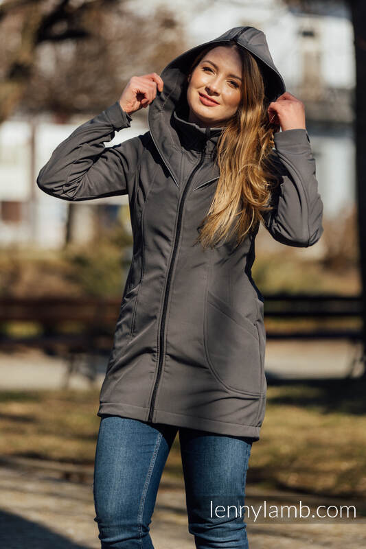 Manteau de portage - Softshell - Gris - taille XL #babywearing