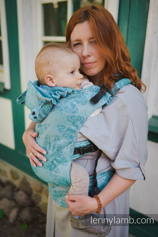 LennyGo Ergonomic Carrier, Baby Size, jacquard weave (45% linen 35% cotton 20% tussah silk) - QUEEN OF THE NIGHT - SPARK #babywearing