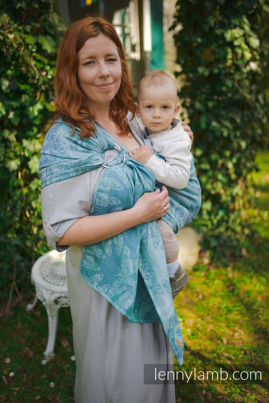 Ringsling, Jacquard Weave, with gathered shoulder (45% linen 35% cotton 20% tussah silk) - QUEEN OF THE NIGHT - SPARK -  standard 1.8m #babywearing