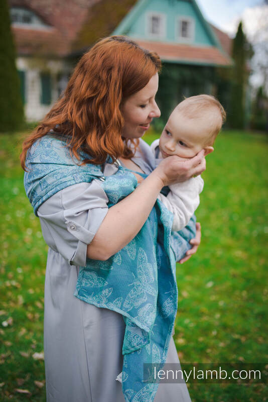 Ringsling, Jacquard Weave, with gathered shoulder (45% linen 35% cotton 20% tussah silk) - QUEEN OF THE NIGHT - SPARK -  standard 1.8m #babywearing