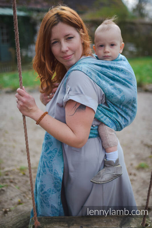 Baby Wrap, Jacquard Weave (45% linen 35% cotton 20% tussah silk) - QUEEN OF THE NIGHT - SPARK - size L #babywearing