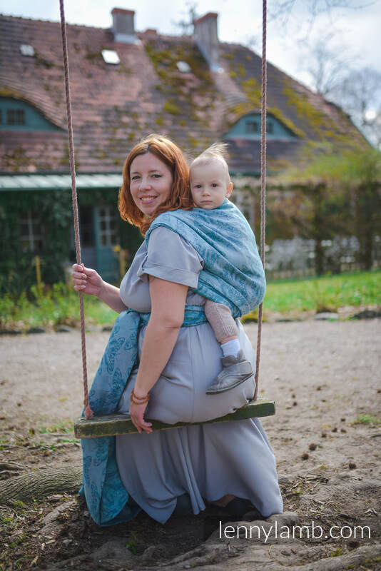 Baby Wrap, Jacquard Weave (45% linen 35% cotton 20% tussah silk) - QUEEN OF THE NIGHT - SPARK - size XS #babywearing