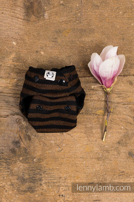 Wool Cover - Brown & Black Stripes - NB #babywearing