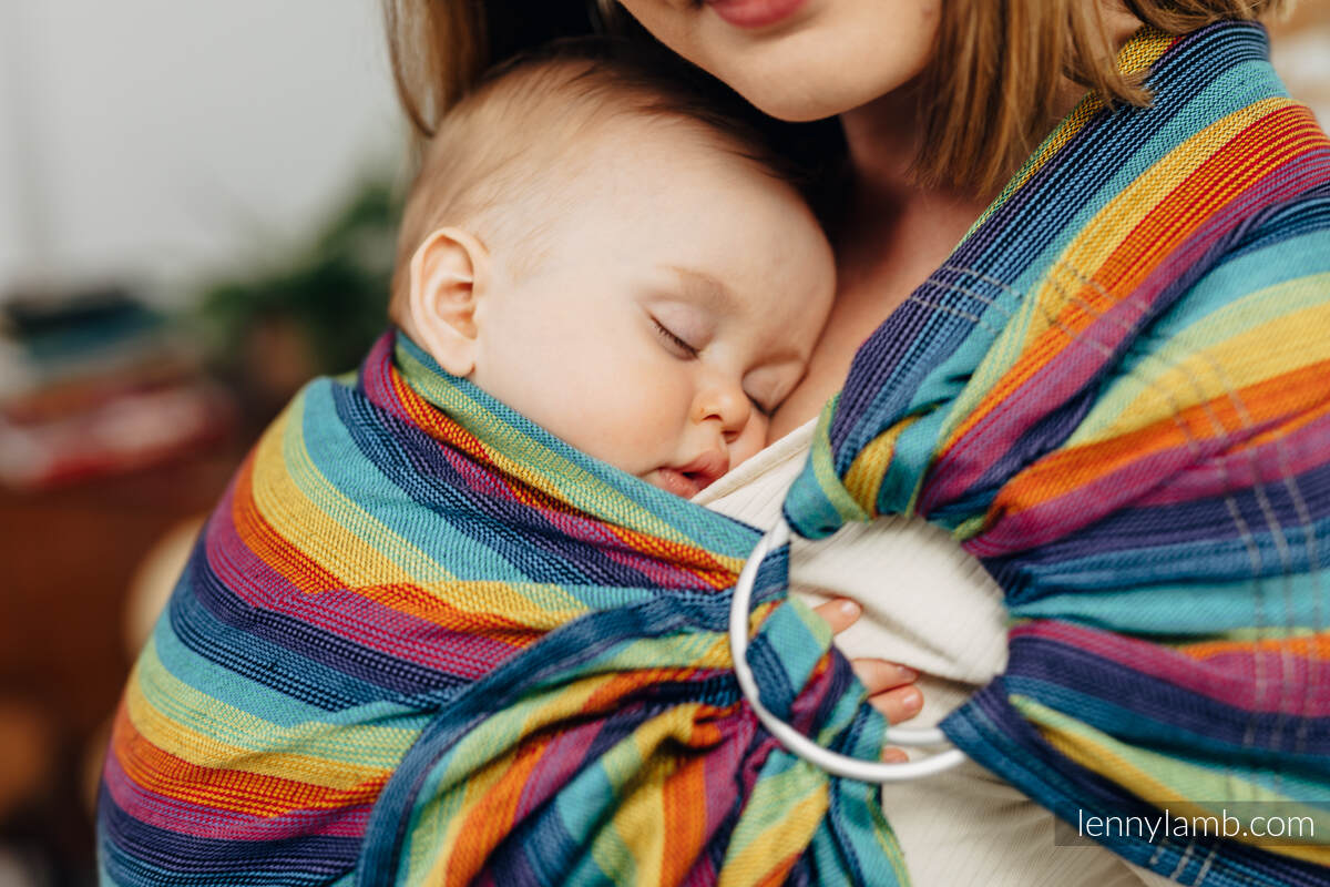 Ringsling, Jacquard Weave (79% cotton, 21% linen), with gathered shoulder - LINEN PARADISO - standard 1.8m #babywearing