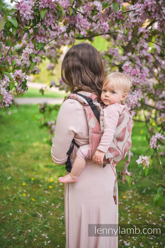 Onbuhimo de Lenny, taille toddler, jacquard (100% lin) - VIRIDIFLORA - CORAL PINK #babywearing