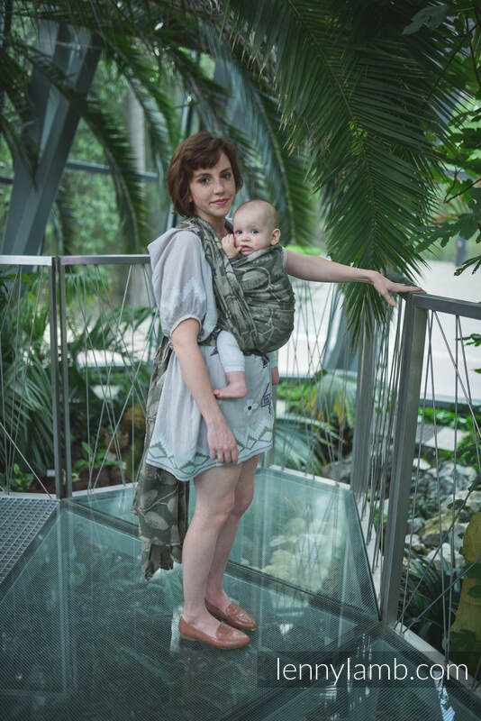Żakardowa chusta do noszenia dzieci, 100% len - VIRIDIFLORA - KHAKI - rozmiar M (drugi gatunek) #babywearing