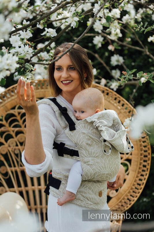 LennyGo Ergonomic Carrier, Toddler Size, jacquard weave 100% linen - LOTUS - NATURAL  #babywearing