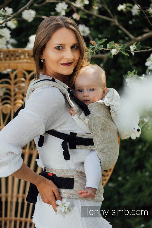 Mochila ergonómica LennyGo, talla Toddler, jacquard (100% lino) - LOTUS - NATURAL  #babywearing