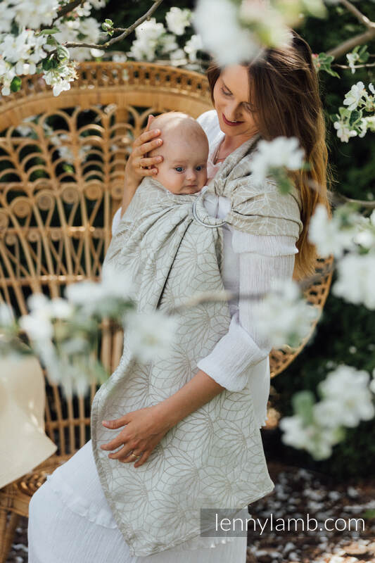 Ringsling, Jacquard Weave, with gathered shoulder (100% linen) - LOTUS - NATURAL - standard 1.8m #babywearing