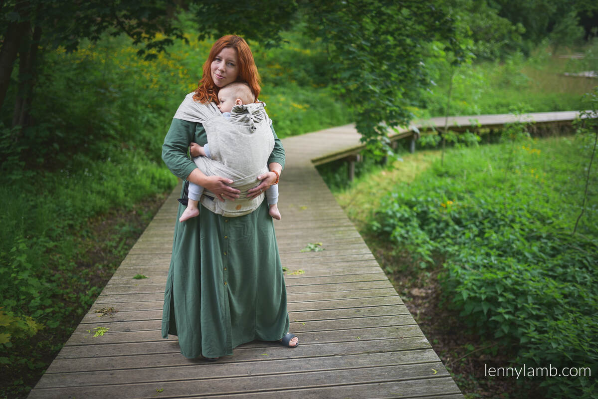 LennyHybrid Half Buckle Tragehilfe, Größe Standard, Jacquardwebung, 100% Leinen - ENCHANTED NOOK - WILD NATURE #babywearing