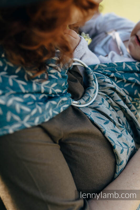 Sling, jacquard (100% lin) - avec épaule sans plis - ENCHANTED NOOK - DAYFLOWER - standard 1.8m #babywearing