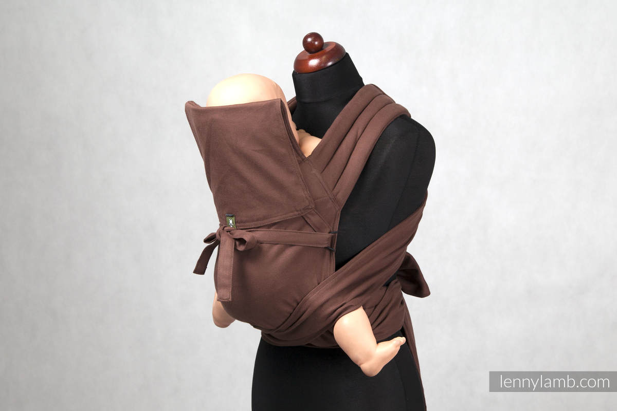 MEI-TAI carrier Mini, broken-twill weave - 100% cotton - with hood, Chestnut #babywearing