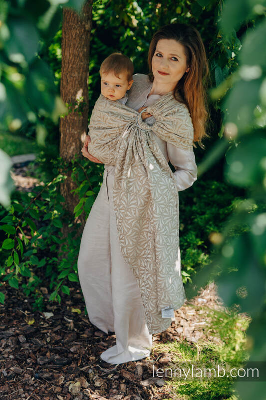 Ringsling, Jacquard Weave (50% cotton, 50% bamboo viscose), with gathered shoulder - INFINITY - GOLDEN HOUR - standard 1.8m #babywearing