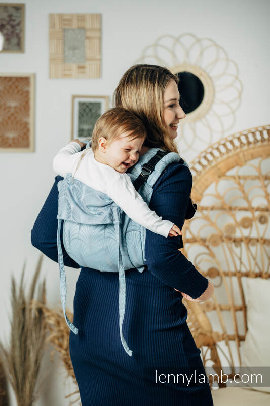 Lenny Buckle Onbuhimo baby carrier, standard size, jacquard weave (100% cotton) - DECO - PLATINUM BLUE (grade B) #babywearing