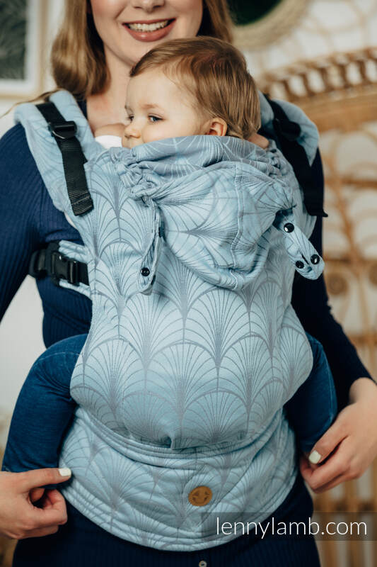 LennyGo Ergonomic Carrier, Toddler Size, jacquard weave 100% cotton - DECO - PLATINUM  BLUE #babywearing