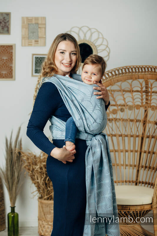 Baby Wrap, Jacquard Weave (100% cotton) - DECO - PALTINUM BLUE - size L #babywearing