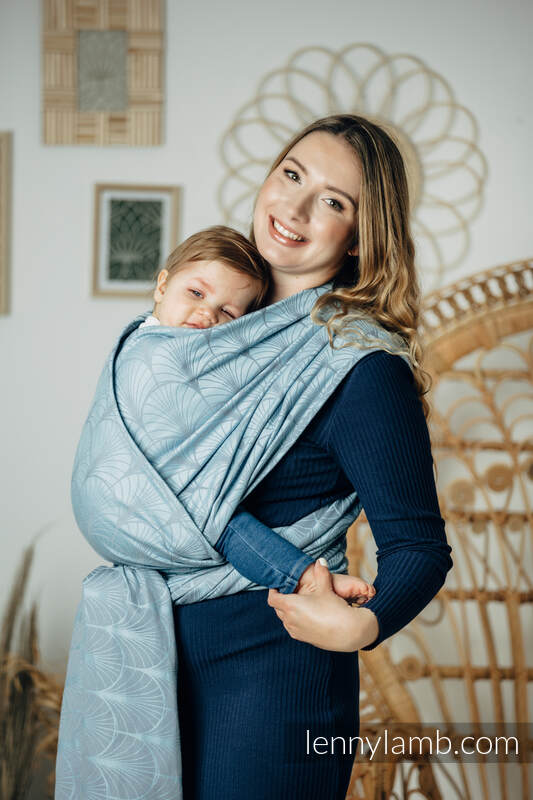 Żakardowa chusta do noszenia dzieci, bawełna - DECO - PLATINUM BLUE - rozmiar L #babywearing