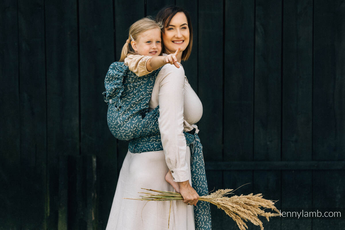 LennyHybrid Half Buckle Carrier, Preschool Size, jacquard weave 100% linen - ENCHANTED NOOK - DAYFLOWER #babywearing