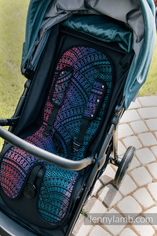 Anti-sweat pram liner (for a stroller) - PEACOCK'S TAIL - BLACK OPAL (with merino wool, silk and cashmere) #babywearing
