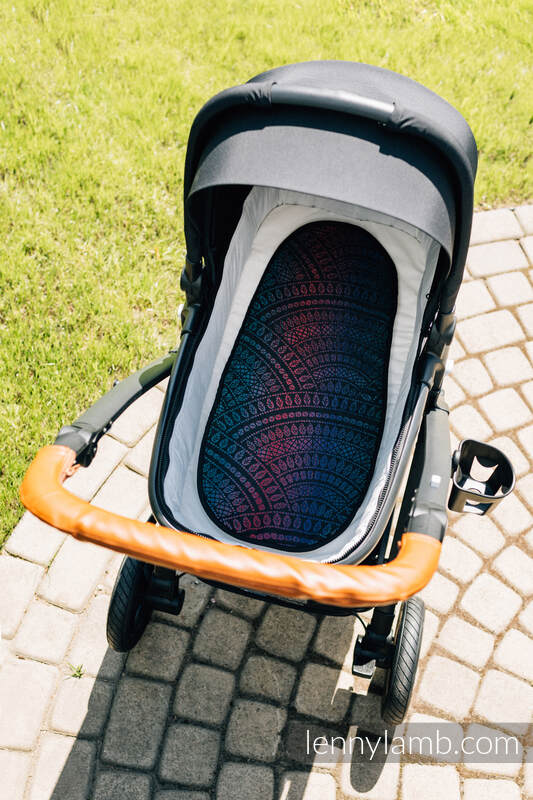 Anti-sweat pram liner (for a bassinet) - PEACOCK'S TAIL - BLACK OPAL (with merino wool, silk and cashmere) #babywearing