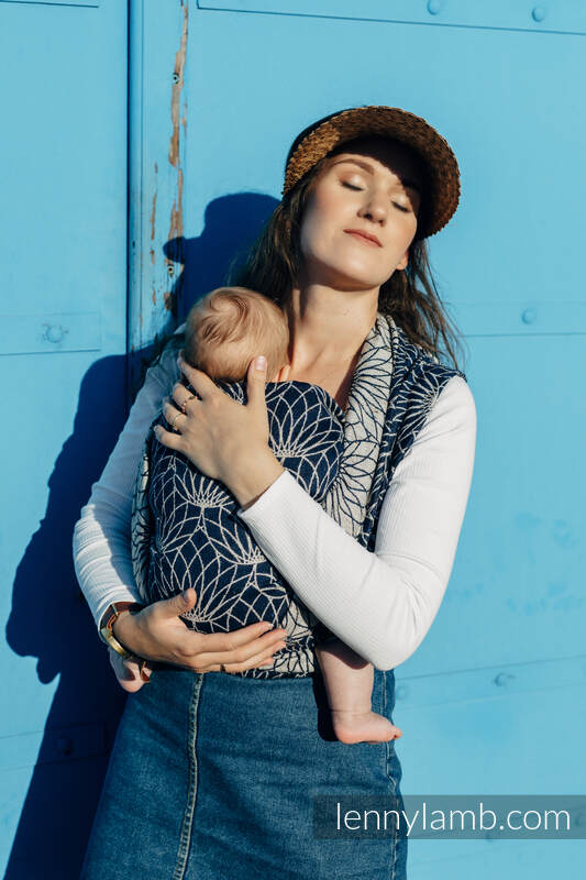 Żakardowa chusta do noszenia dzieci, splot kieszonkowy (61% bawełna, 39% jedwab tussah) - LOTOS - HARMONIA EDYCJA LIMITOWANA - rozmiar M (4.6 m) #babywearing