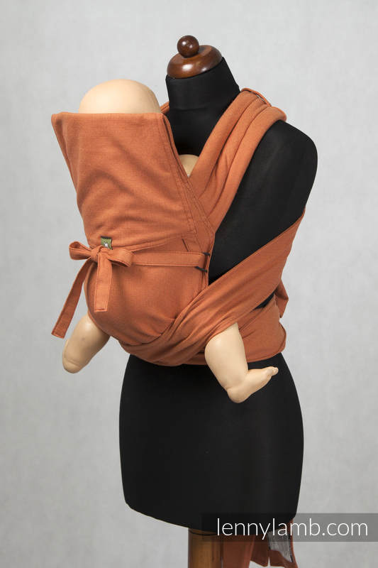 MEI-TAI carrier Mini, diamond weave - 100% cotton - with hood, Burnt Orange Diamond #babywearing