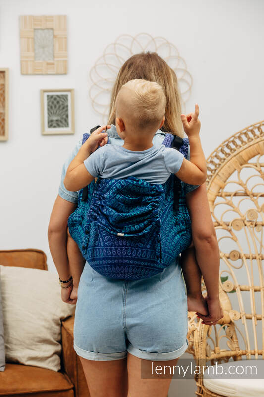 Lenny Buckle Onbuhimo baby carrier, preschool size, jacquard weave (100% cotton) - PEACOCK’S TAIL - PROVANCE  #babywearing