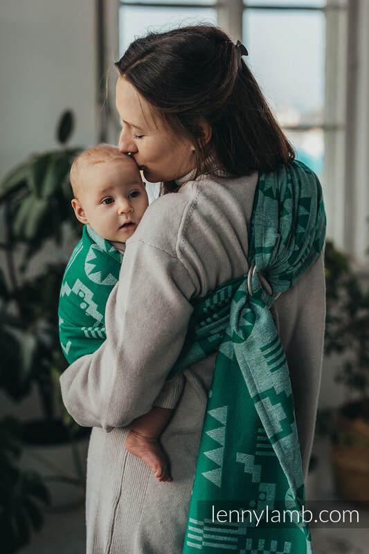 Ringsling, Jacquard Weave, Ringsling, Jacquard Weave (40% merino wool, 35% noil silk, 25% combed cotton) with gathered shoulder - EXPERIMENT no.3 - long 2.1m #babywearing