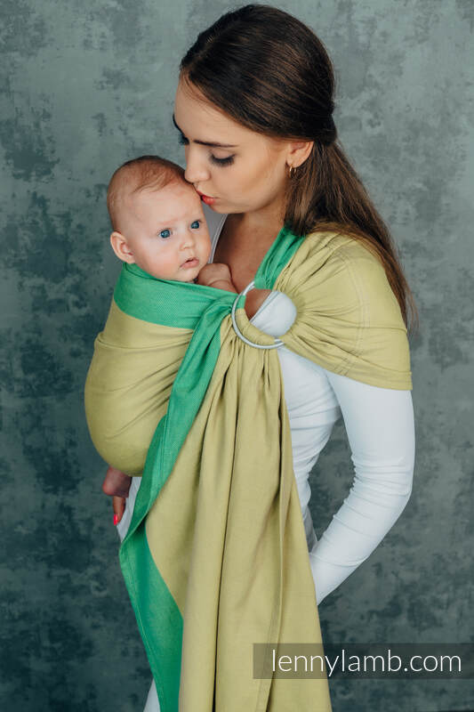 My First Ring Sling, 100% Cotton, Broken Twill Weave, with gathered shoulder - LEMONGRASS - standard 1.8m #babywearing