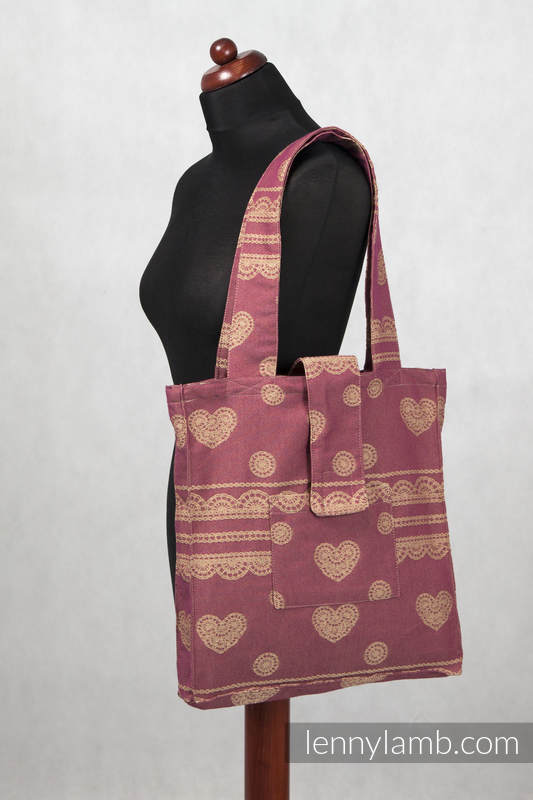 Shoulder bag - 60% Cotton, 40% Polyester - Raspberry & Beige Lace - standard size 37cmx37cm #babywearing